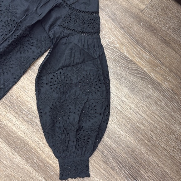 LoveShackFancy Black eyelet peasant top - Picture 3 of 4